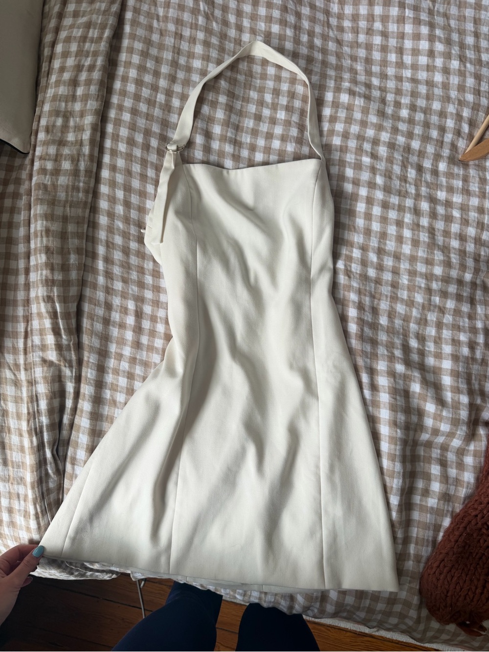 Abercrombie & Fitch Cream Halter Tailored Mini Dress in Size Medium - Picture 3 of 8
